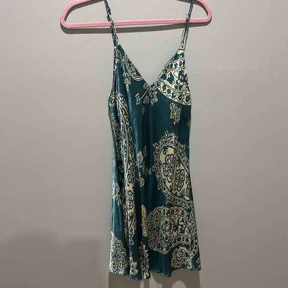 ZARA Turquoise Paisley Ruched Camisole Slip Dress‎ Mini - Picture 7 of 10